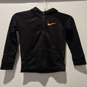 Nike‎ 4T Jacket Black Orange 1/4 Zip Hooded Jacket Dri-Fit Training